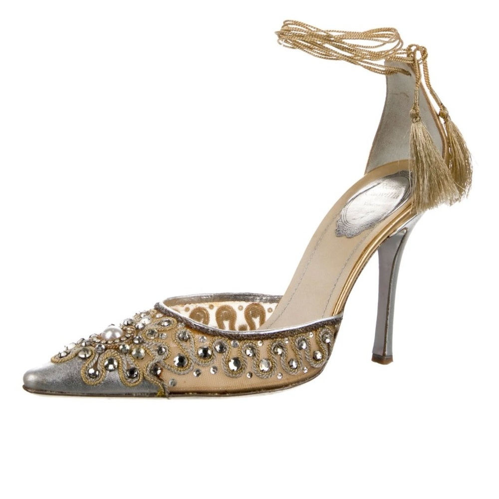 Rene Caovilla Gold & Silver Pumps Size 38